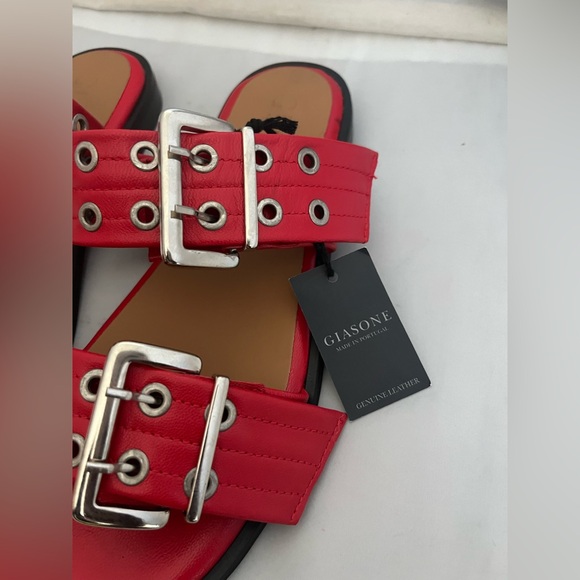 Gaisone Red Leather buckle Women's Sandals EU41 US11 - Picture 4 of 8